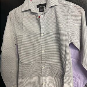 Van Heusen Gray Casual Button Down Shirt with Subtle Stripes size 10/12